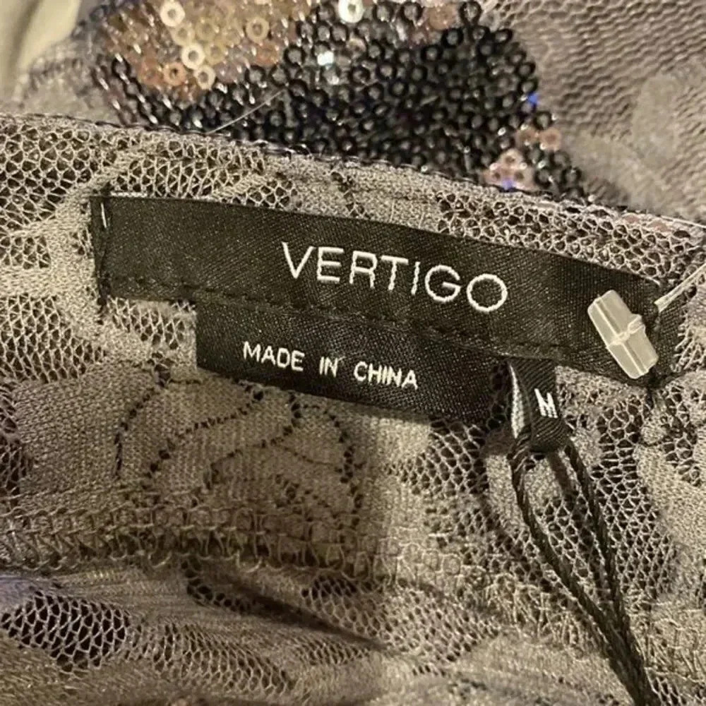Vertigo Lace and Sequin Embellished Grey Top - Picture 7 of 11